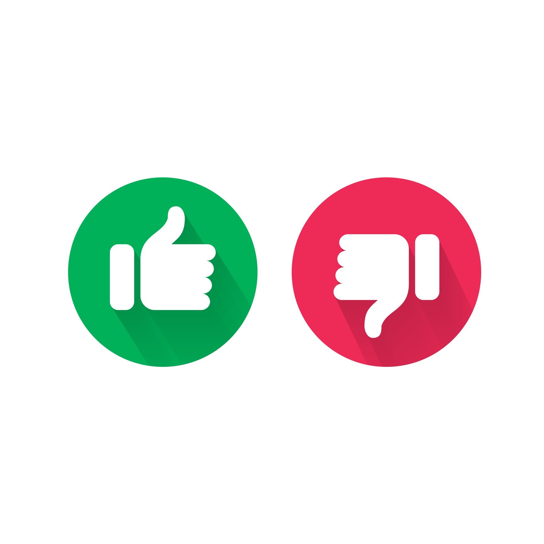 Green like button and red dislike button