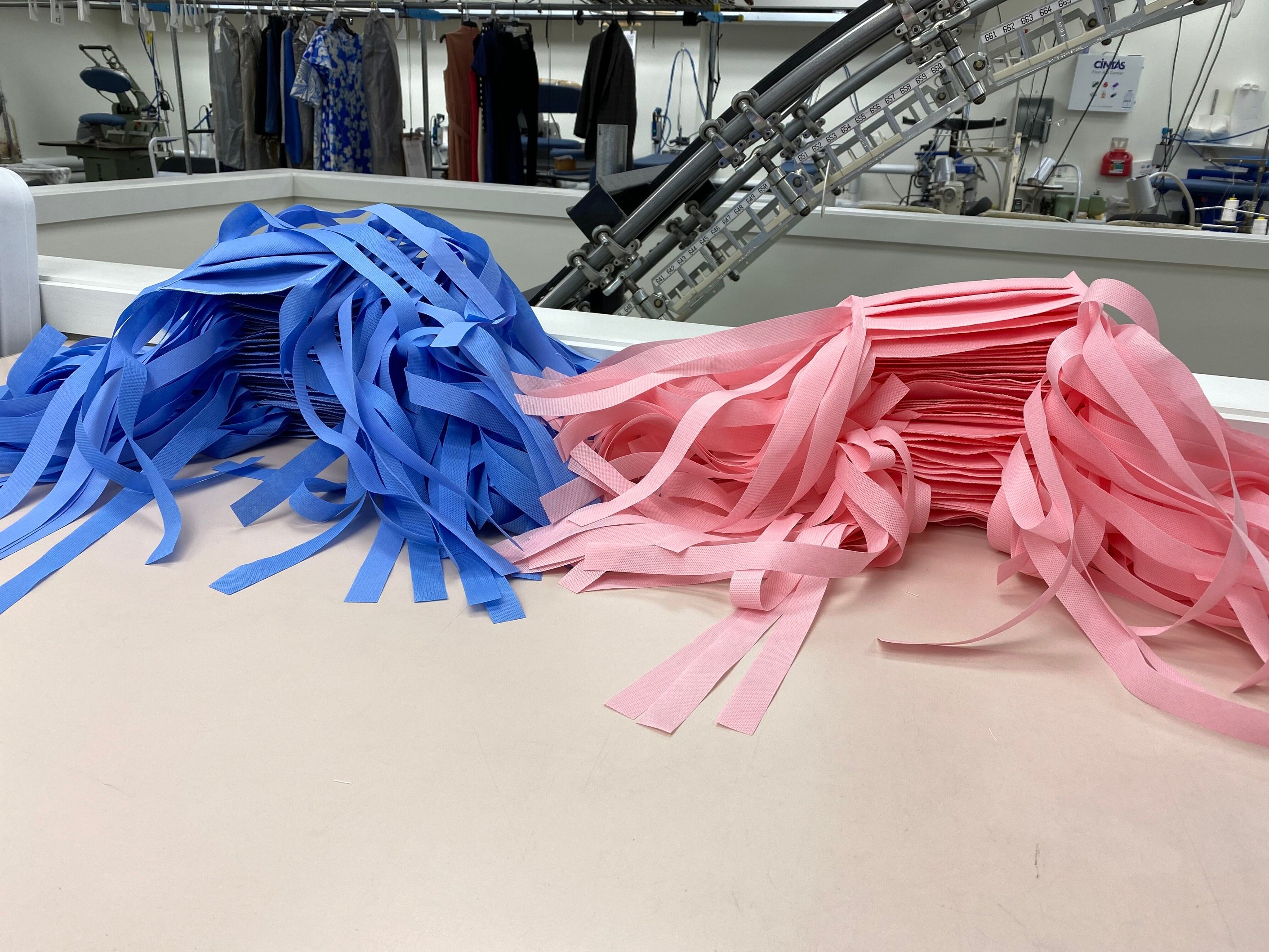 Masks being made for distribution to hospitals.