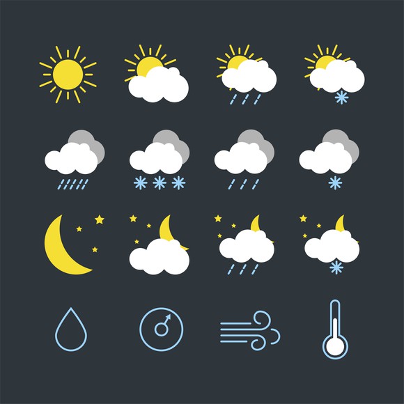 Weather icons representing different weather conditions
