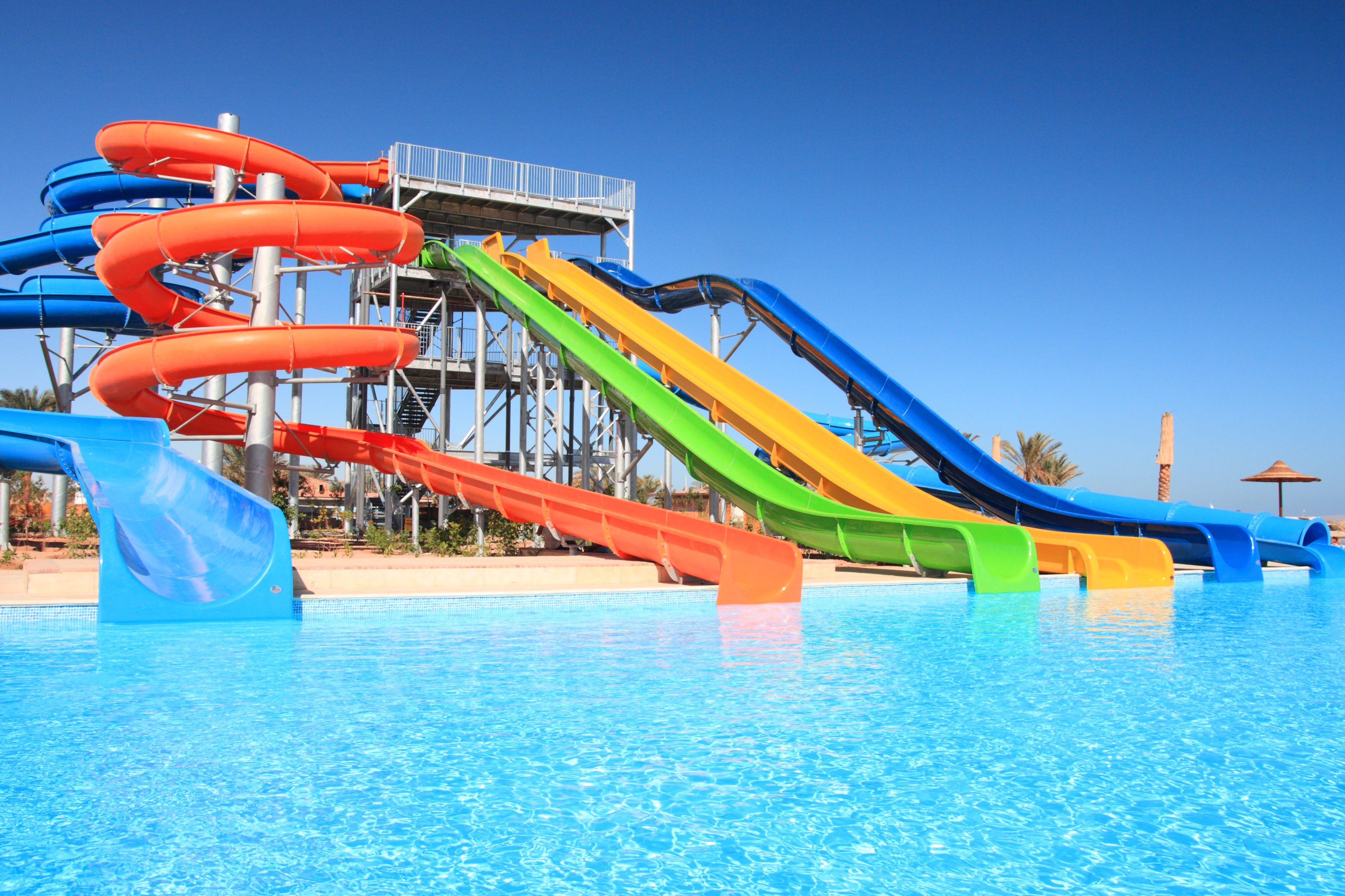 Slides at a waterpark.