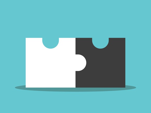 Graphic of two jigsaw-puzzle pieces connecting