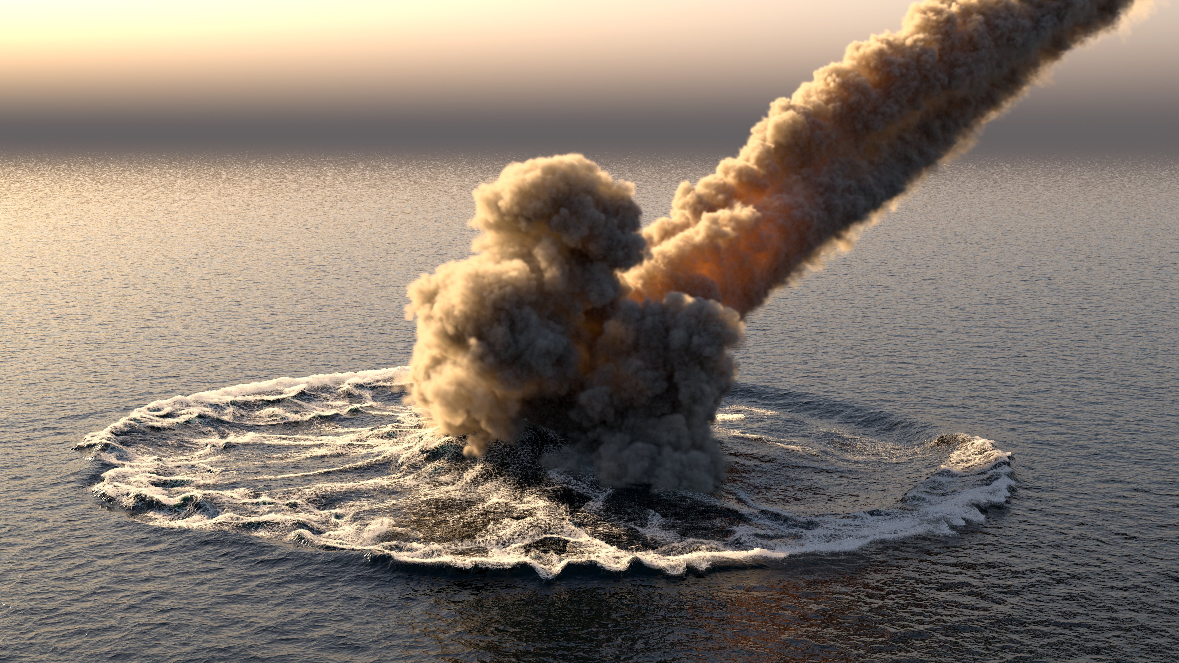 Meteor impacting in the ocean
