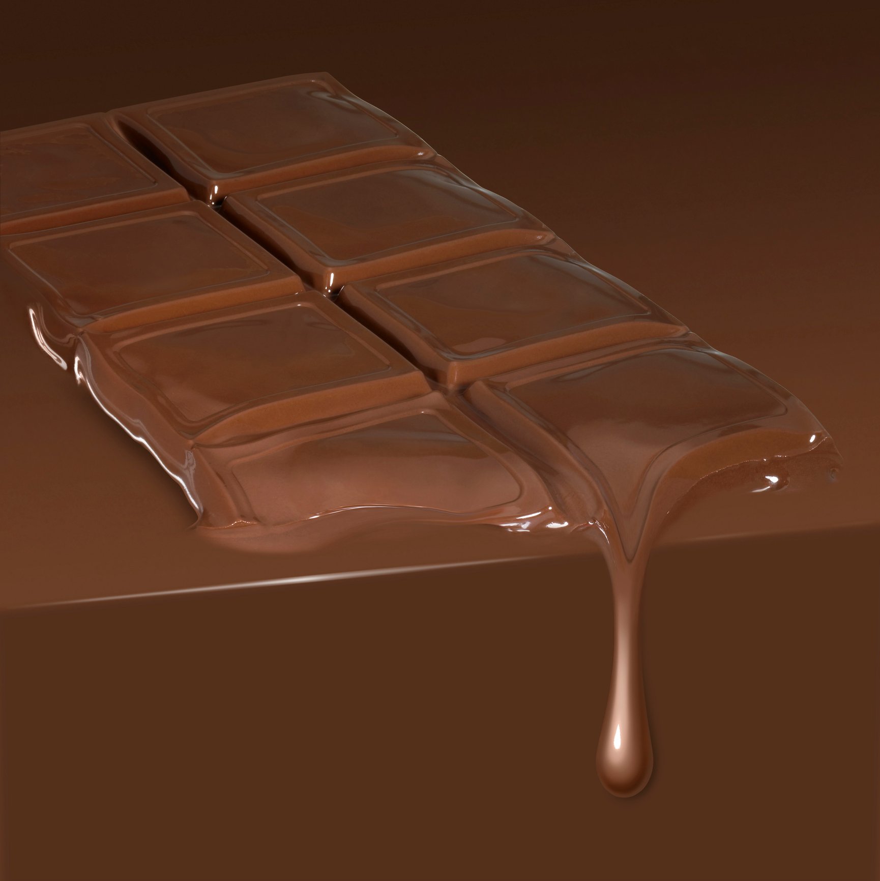 A melting chocolate bar drips down.