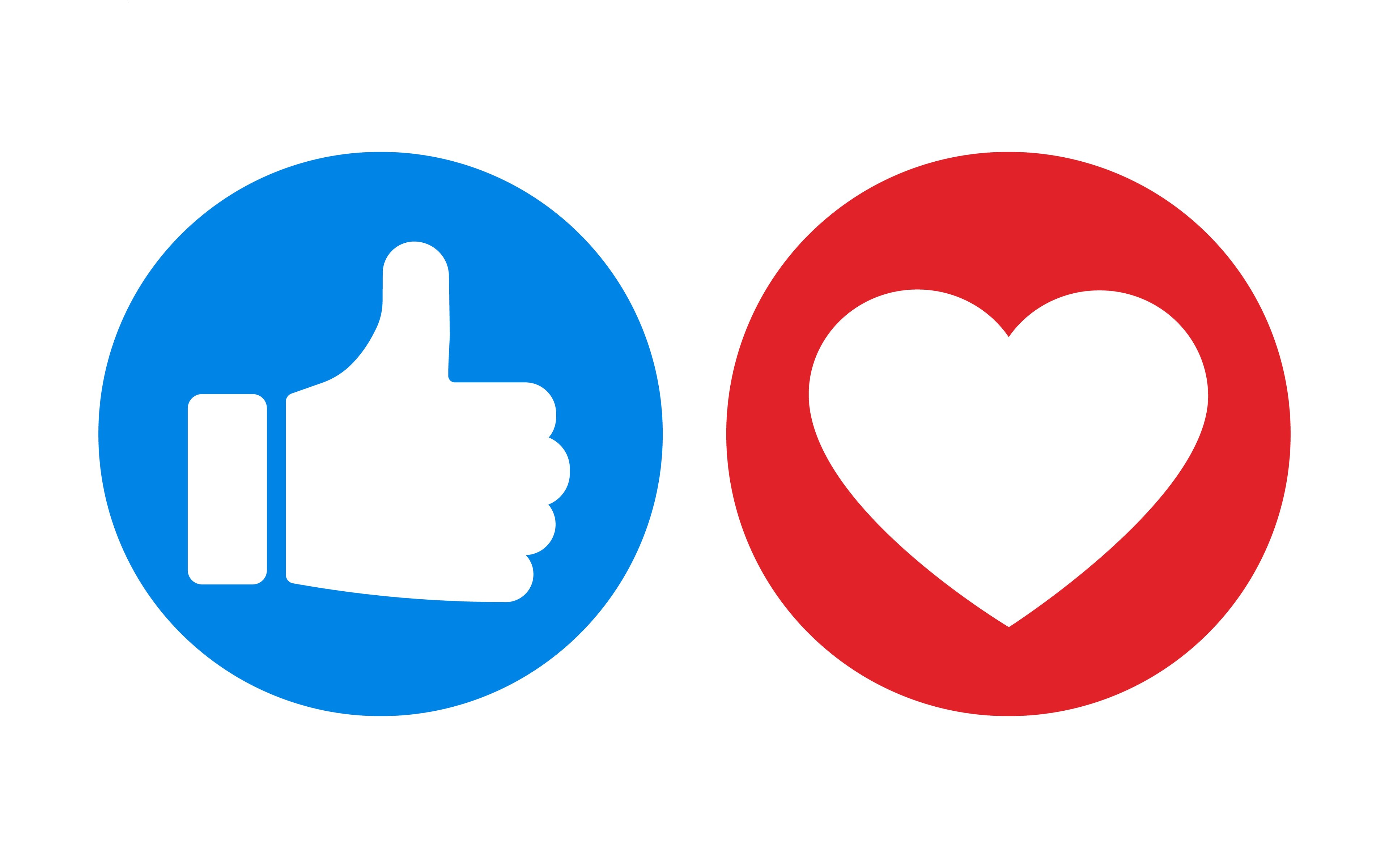 A thumbs-up icon and a heart icon