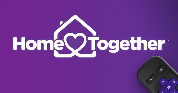 The Roku Home Together logo and a Roku remote.