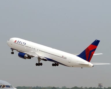 Delta airplane in flight IS Delta Air Lines