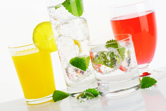 Glasses of hard seltzer.