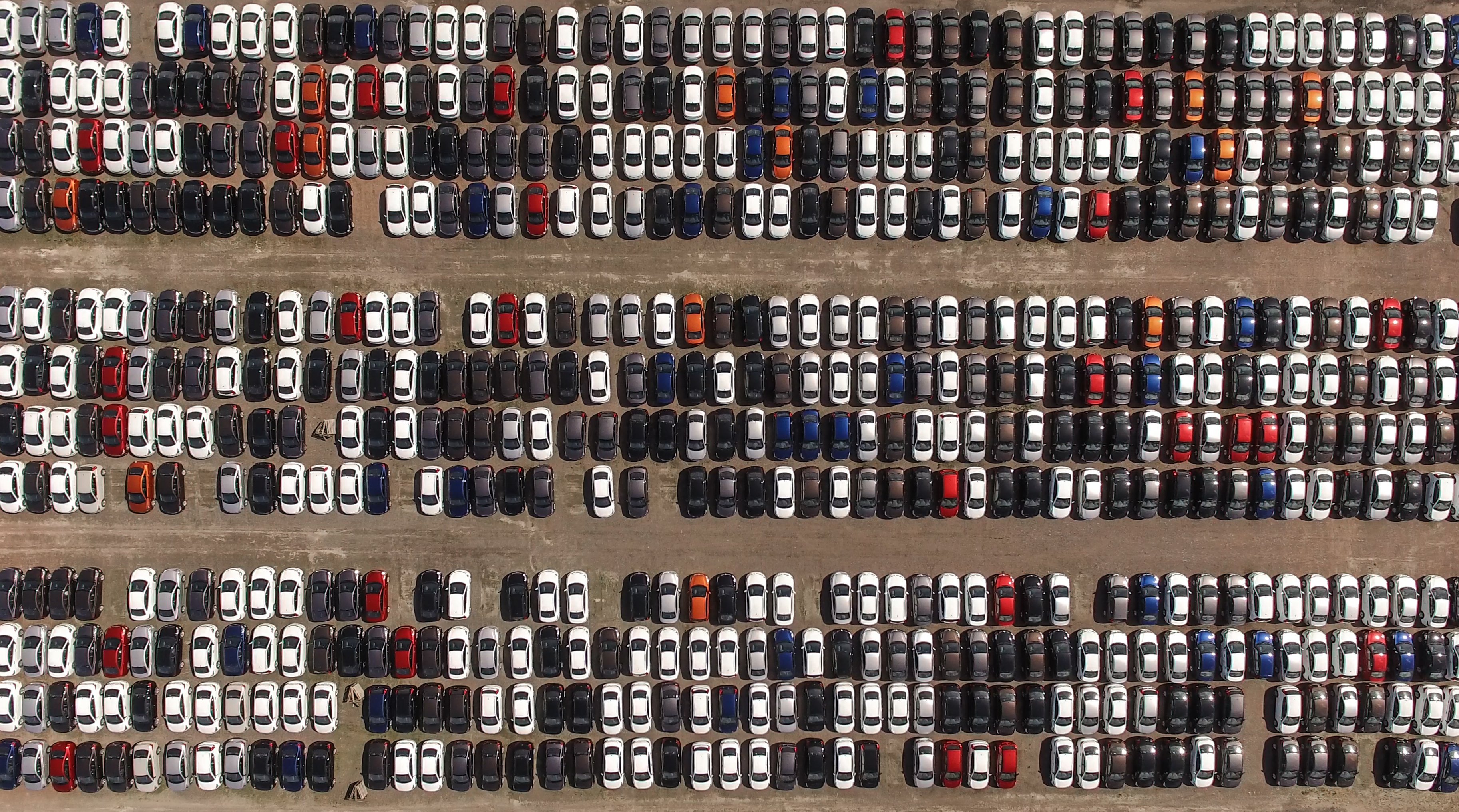 Full car lot with no people in evidence
