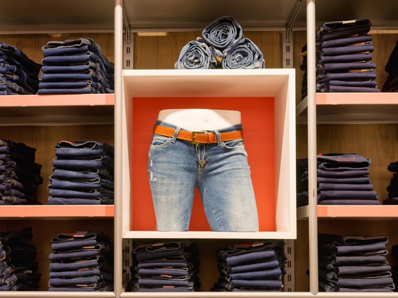 A store display selling bluejeans.