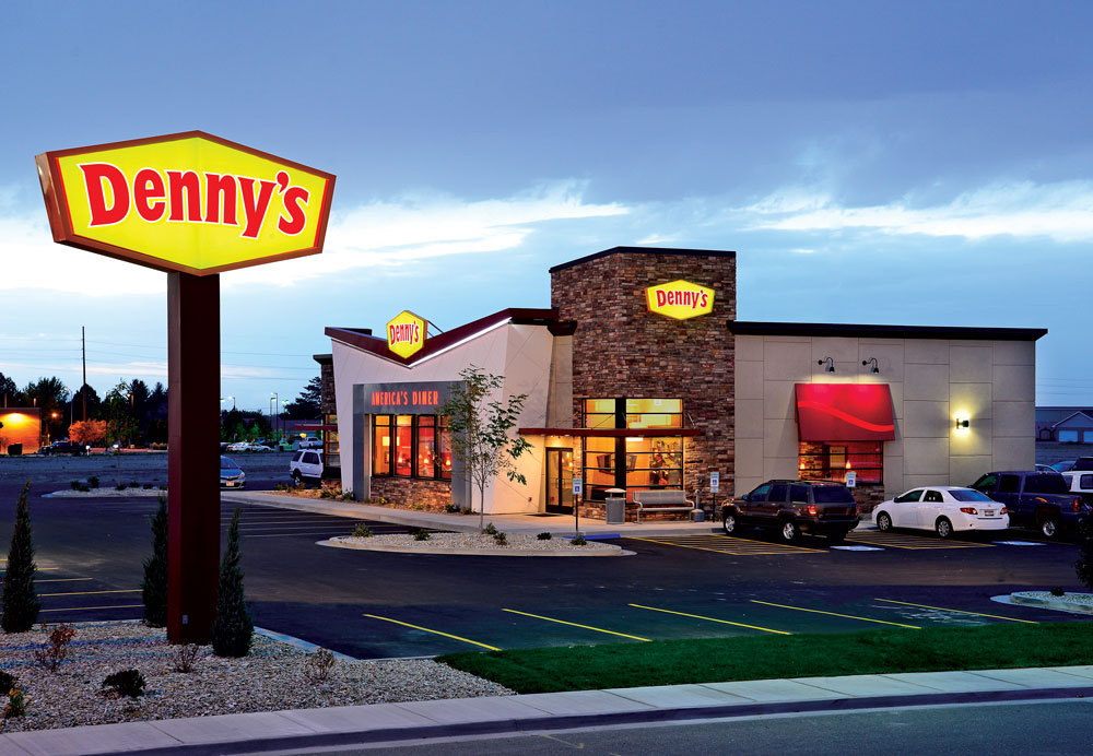 Exterior of a Denny's restaurant.