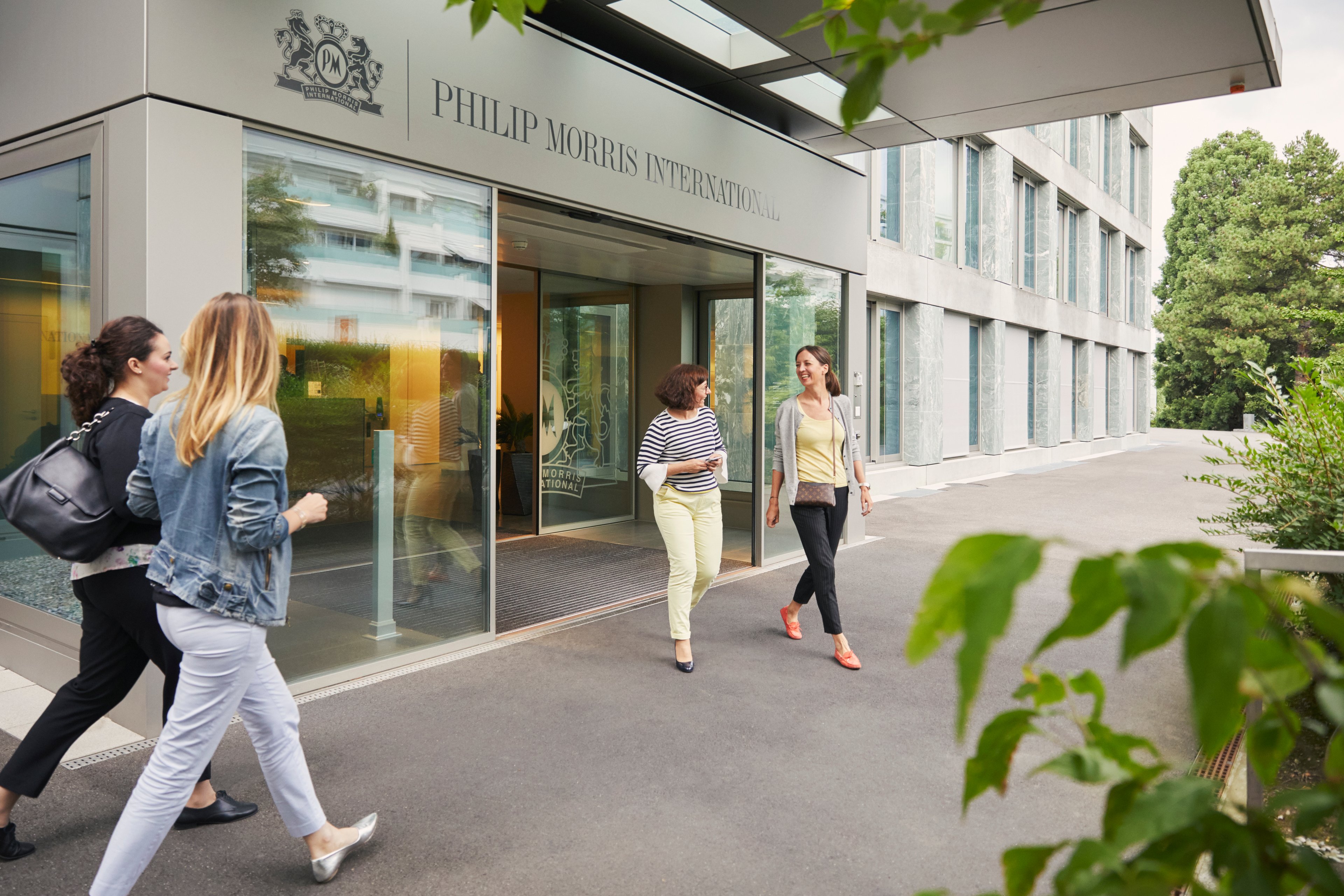 A sleek Philip Morris office building.