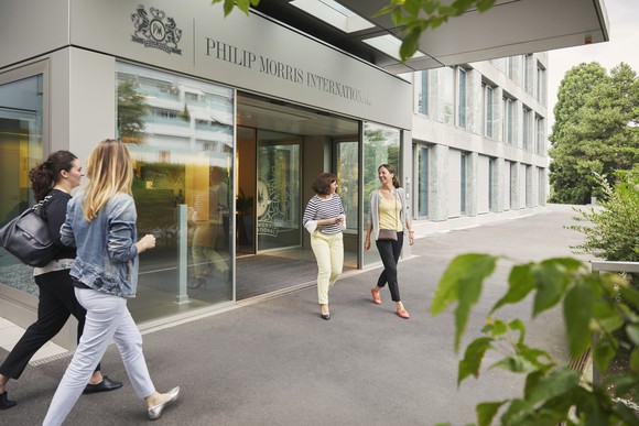 A sleek Philip Morris office building.