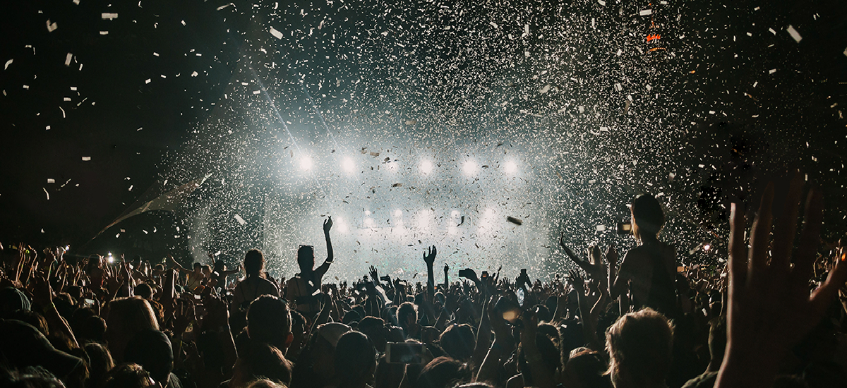 A live event from the perspective of the audience.