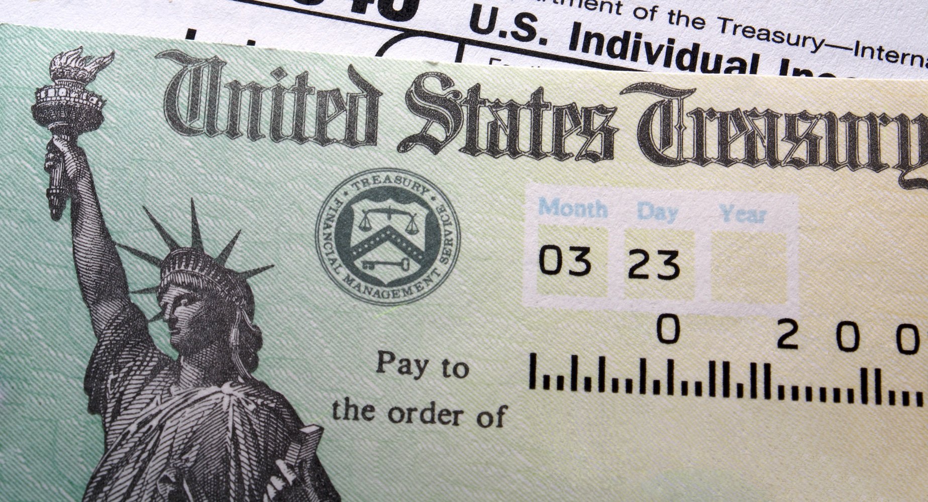 U.S. Treasury check.
