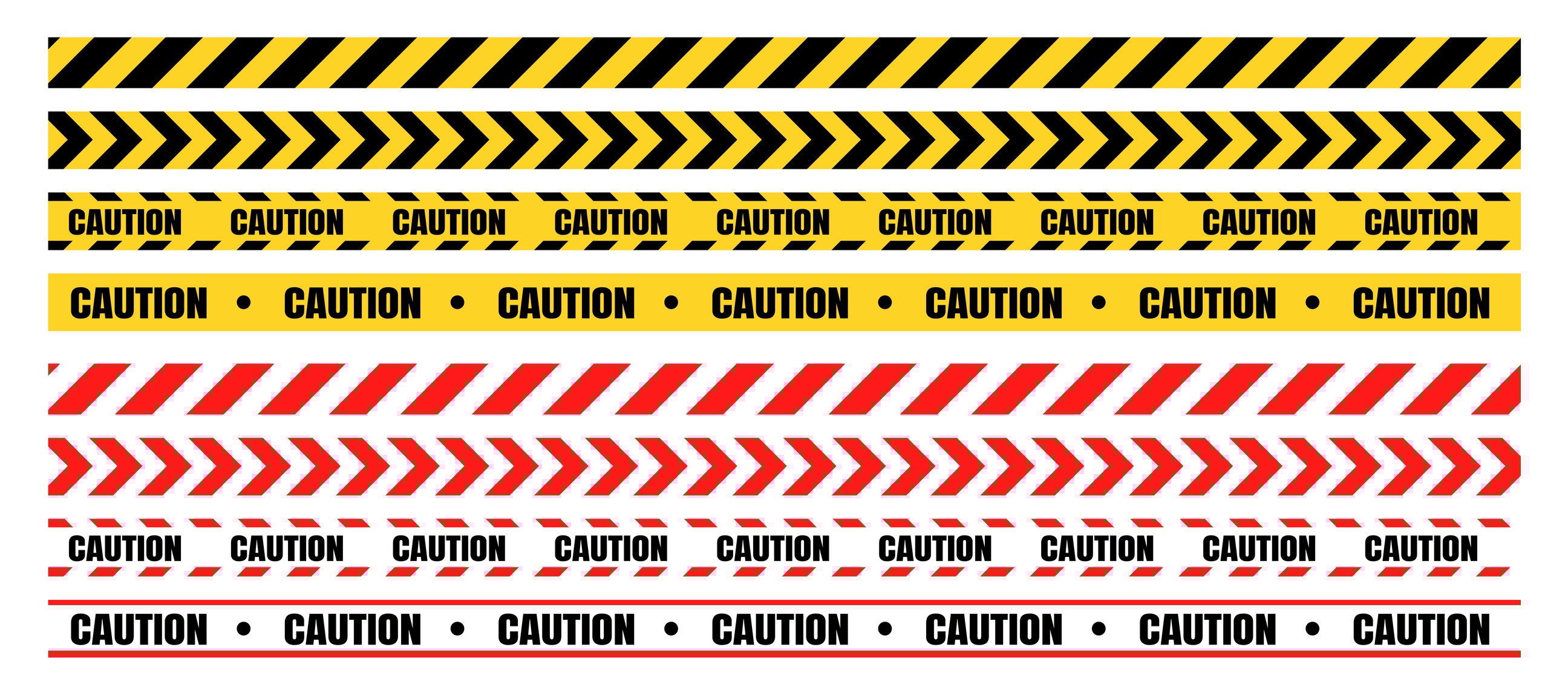 Various rows of caution tape
