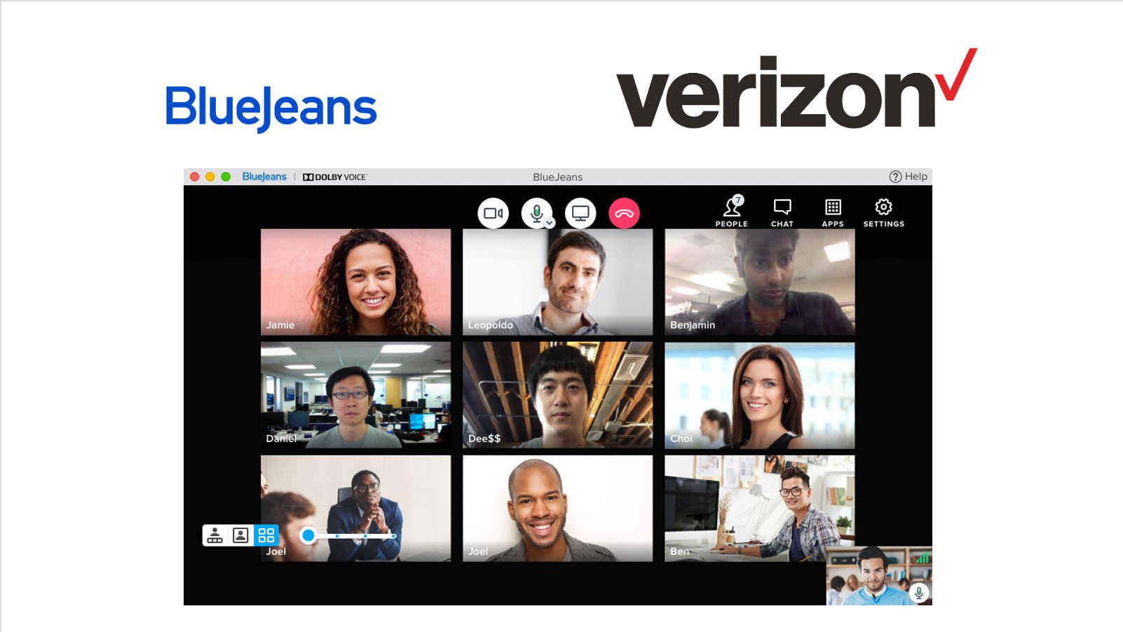 BlueJeans videoconferencing interface 