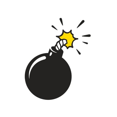 Cartoon bomb with lit fuze