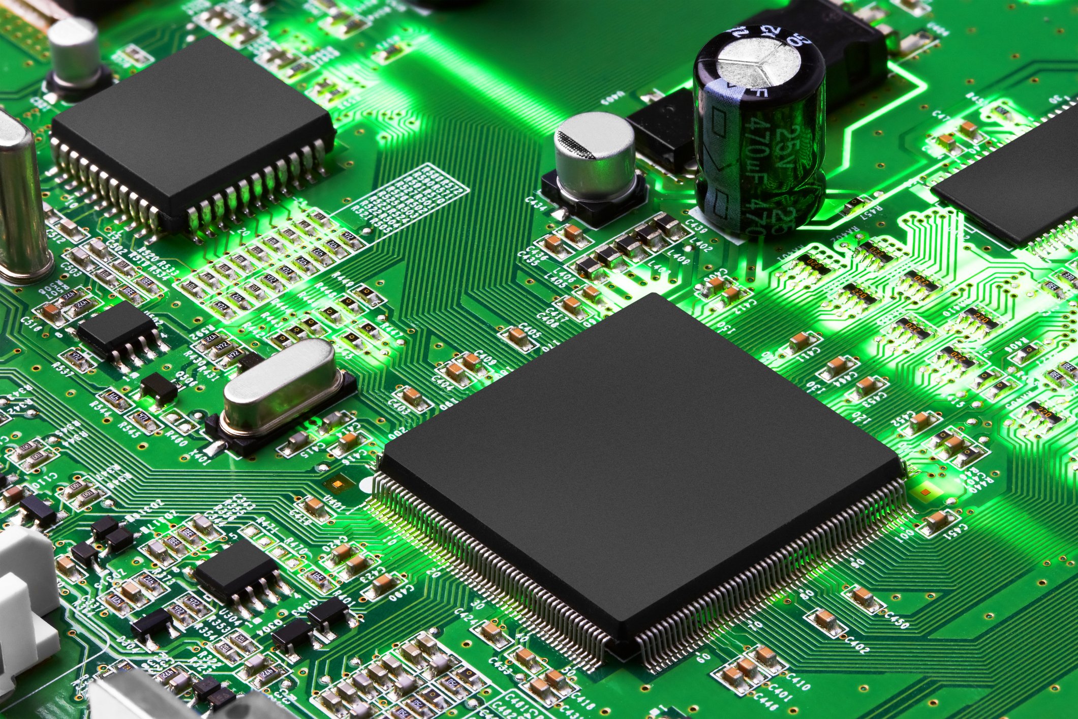 A processor embedded in a circuit board. 