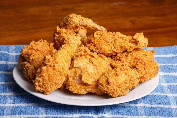 Fried chicken on a plate.