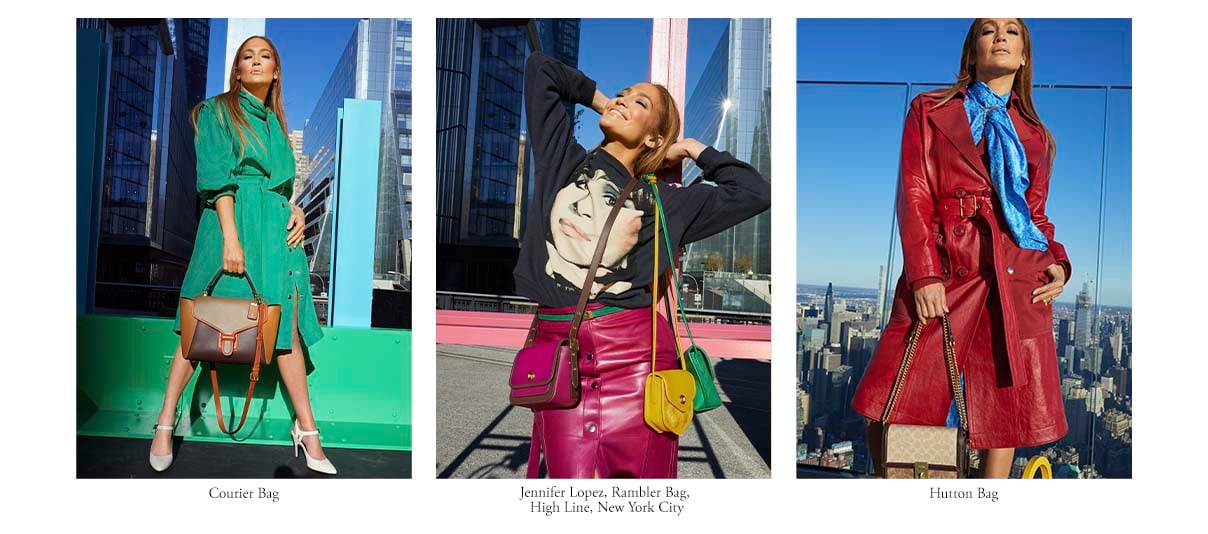 Jennifer Lopez modeling Tapestry handbags. 