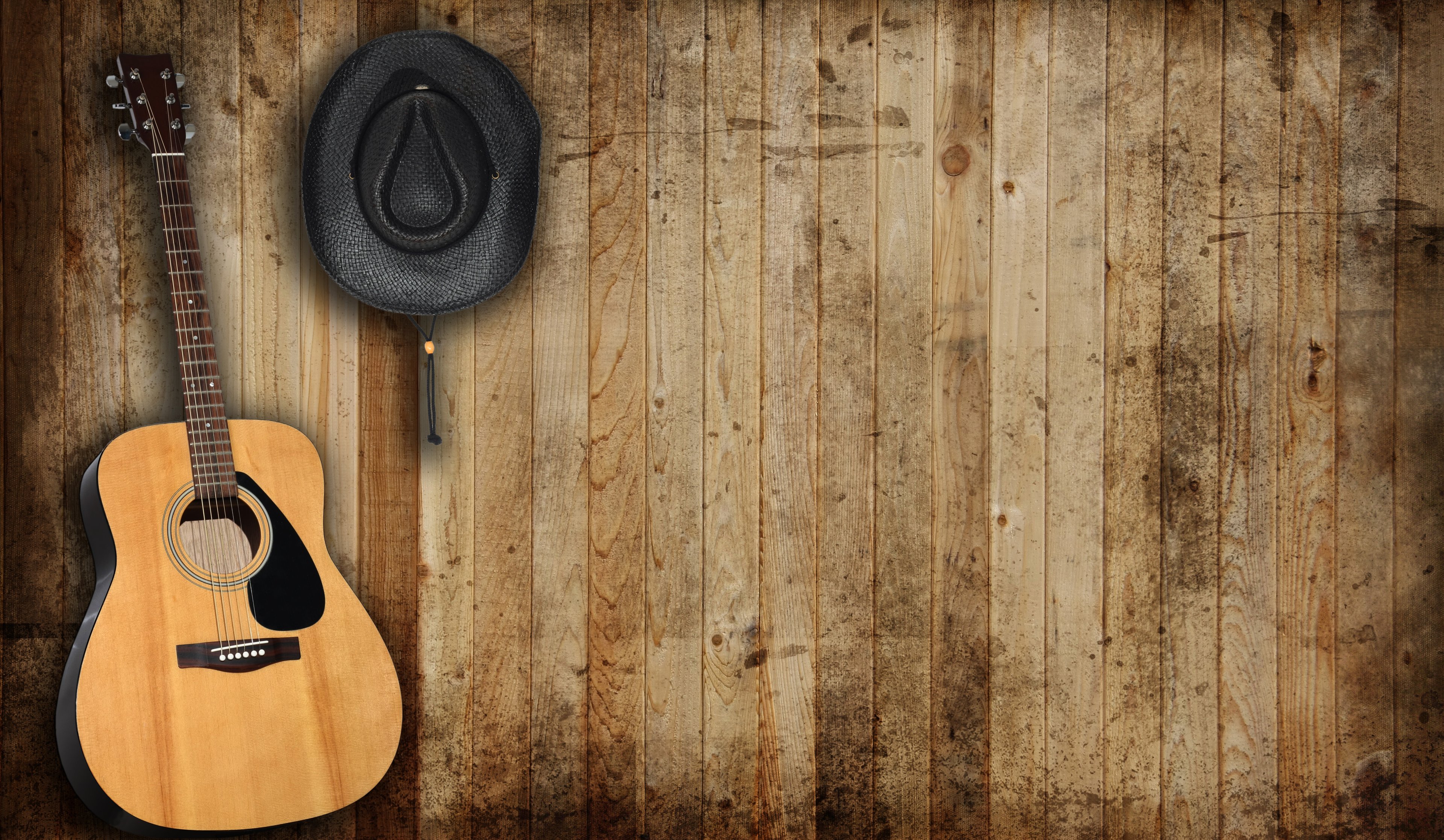 A cowboy hat and a guitar.