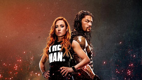 WWE wrestlers Becky Lynch and Roman Reigns.