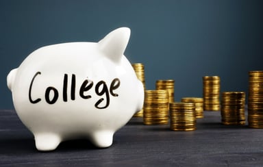College Piggy Bank and Change