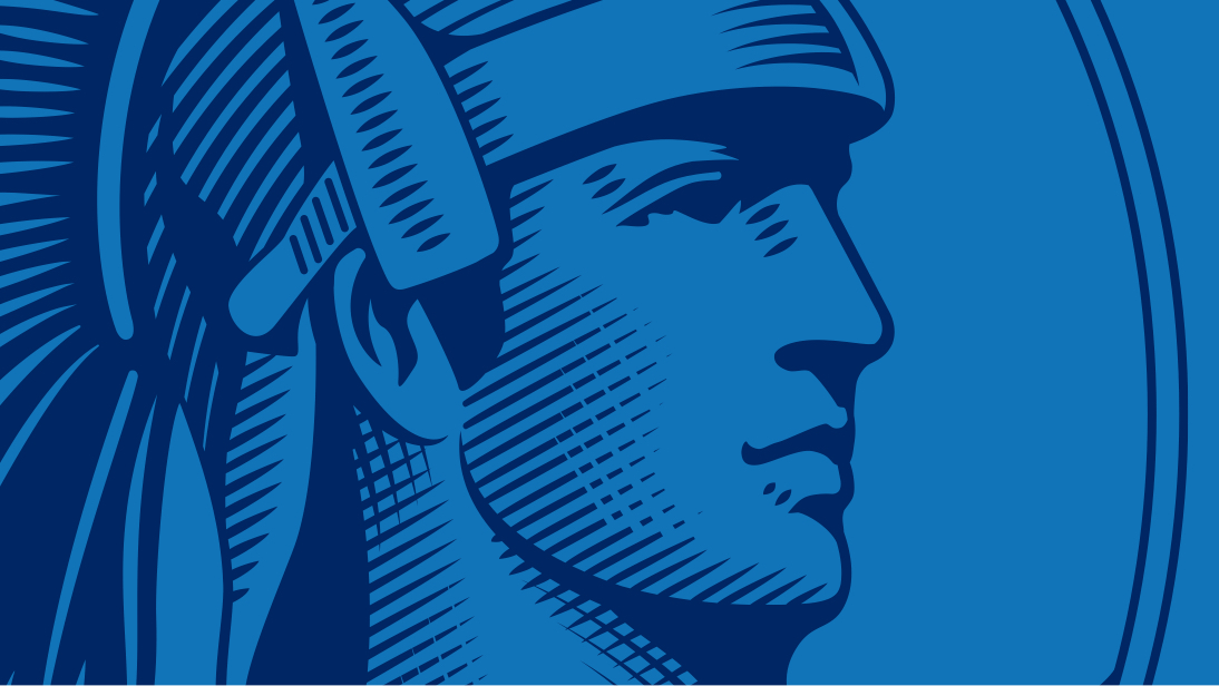 The American Express roman soldier icon in blue. 