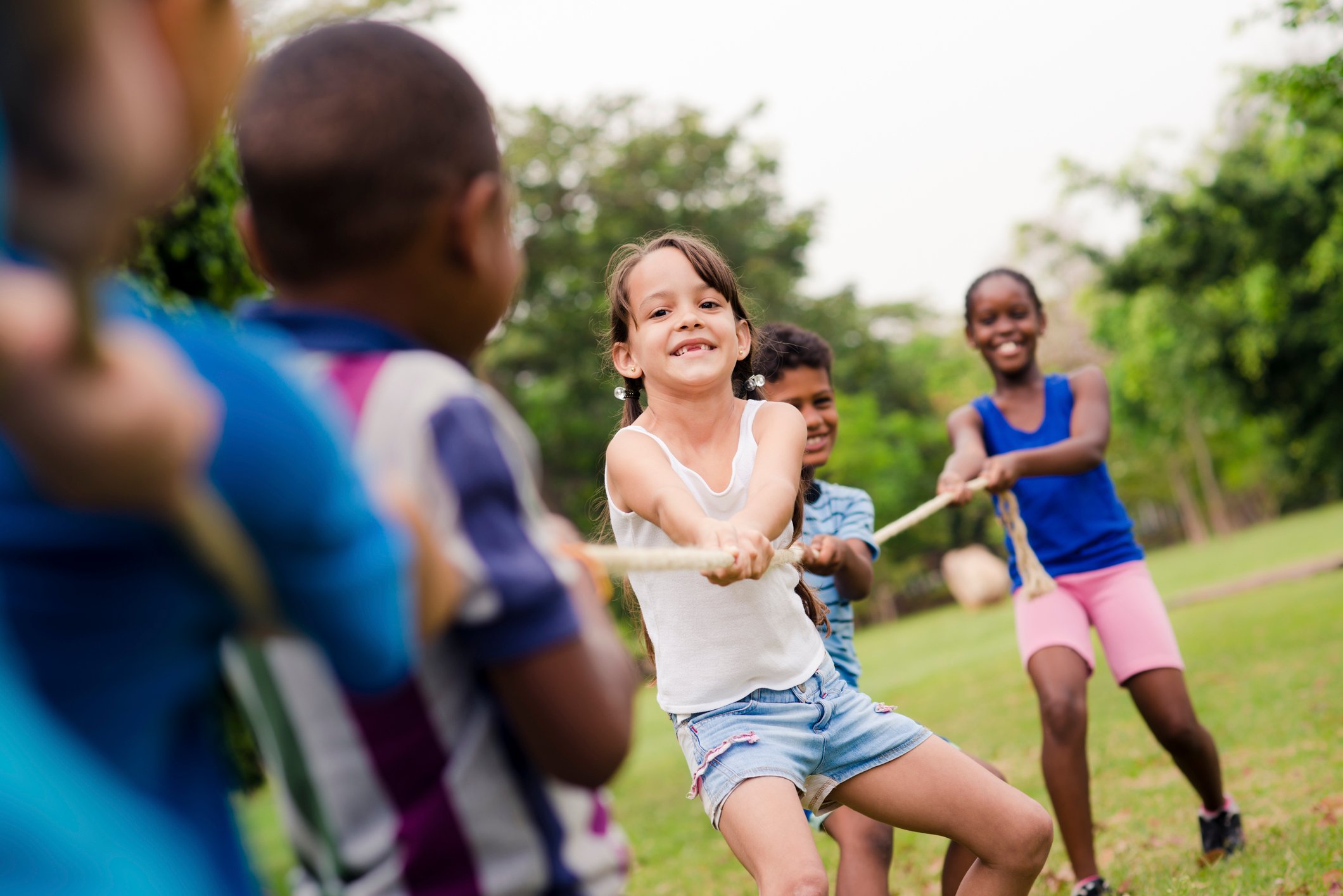 Children playing tug of war