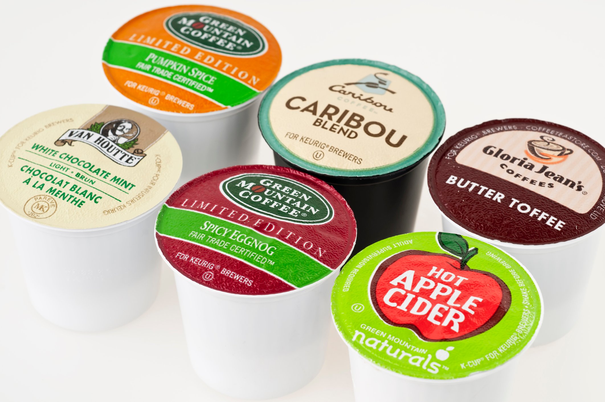 Six different Keurig K-Cups