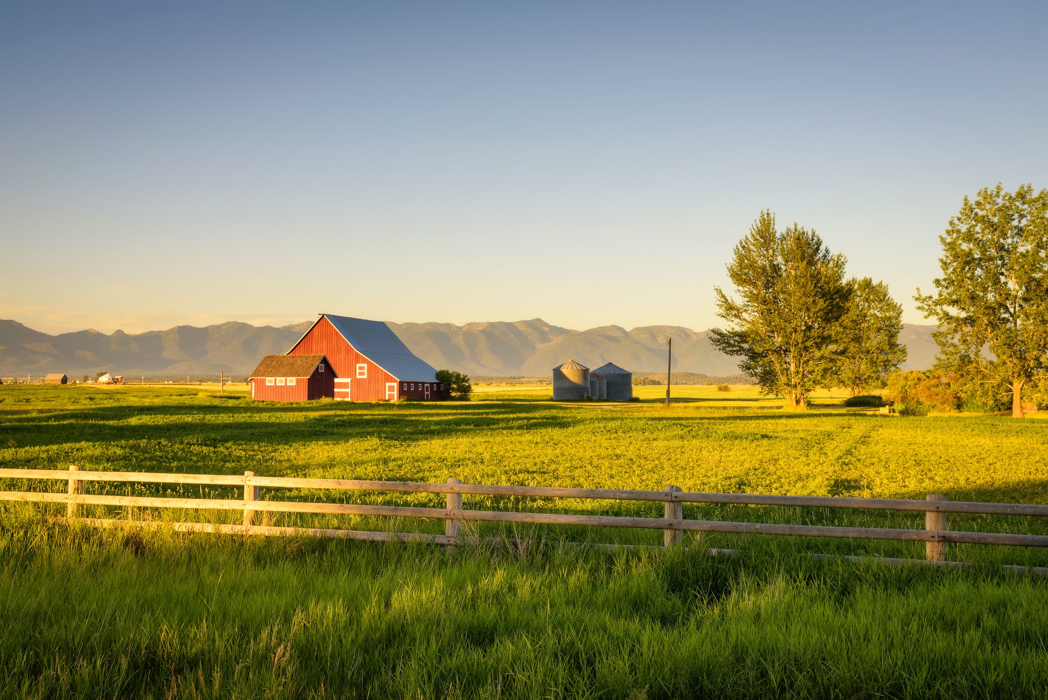 A farmhouse in a rural setting