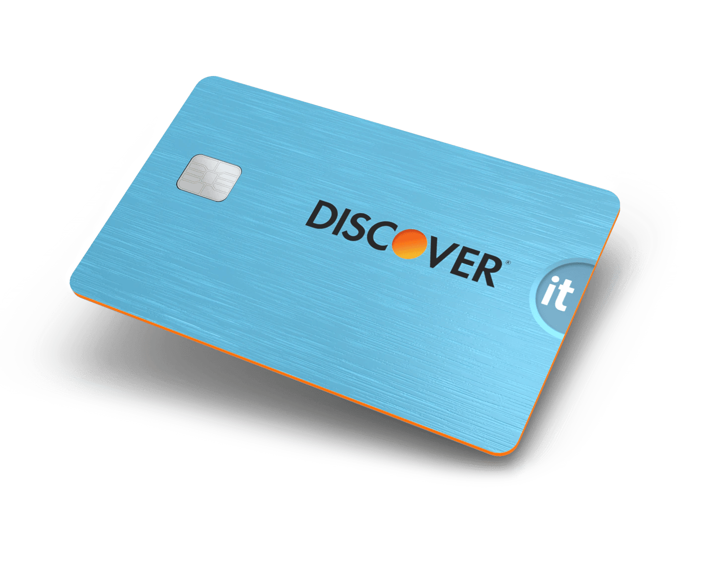 Blue card labeled Discover It, with chip at middle left.
