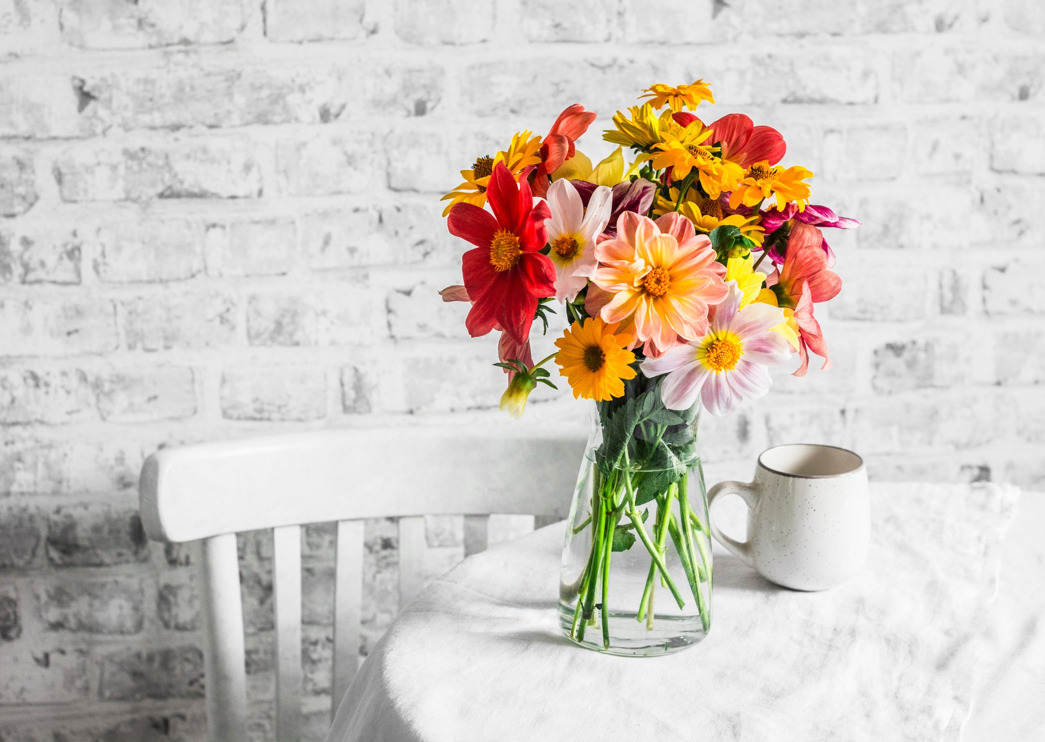 Flower bouquet on table