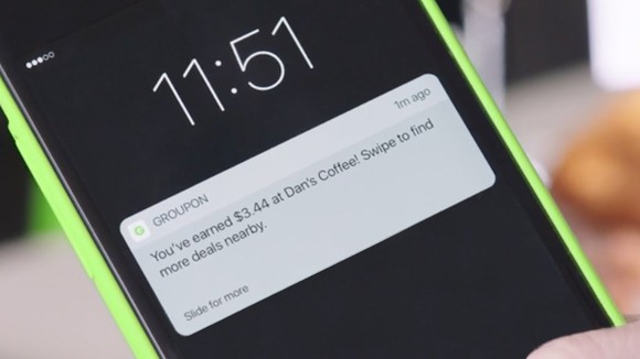 Groupon reminder on smartphone.