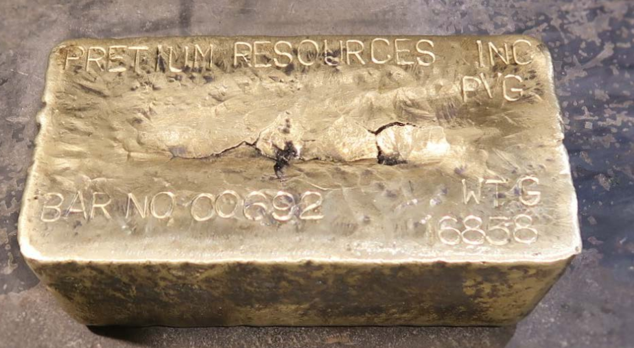 A gold bar imprinted with the name Pretium Resources