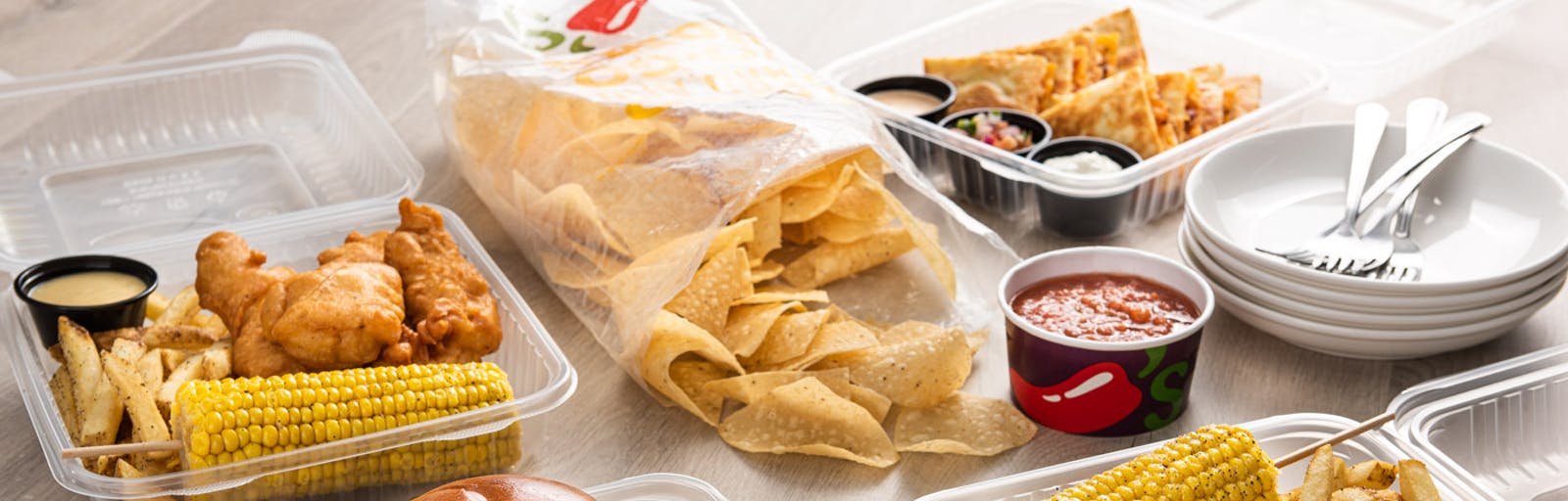 A takeout meal from Chili's.