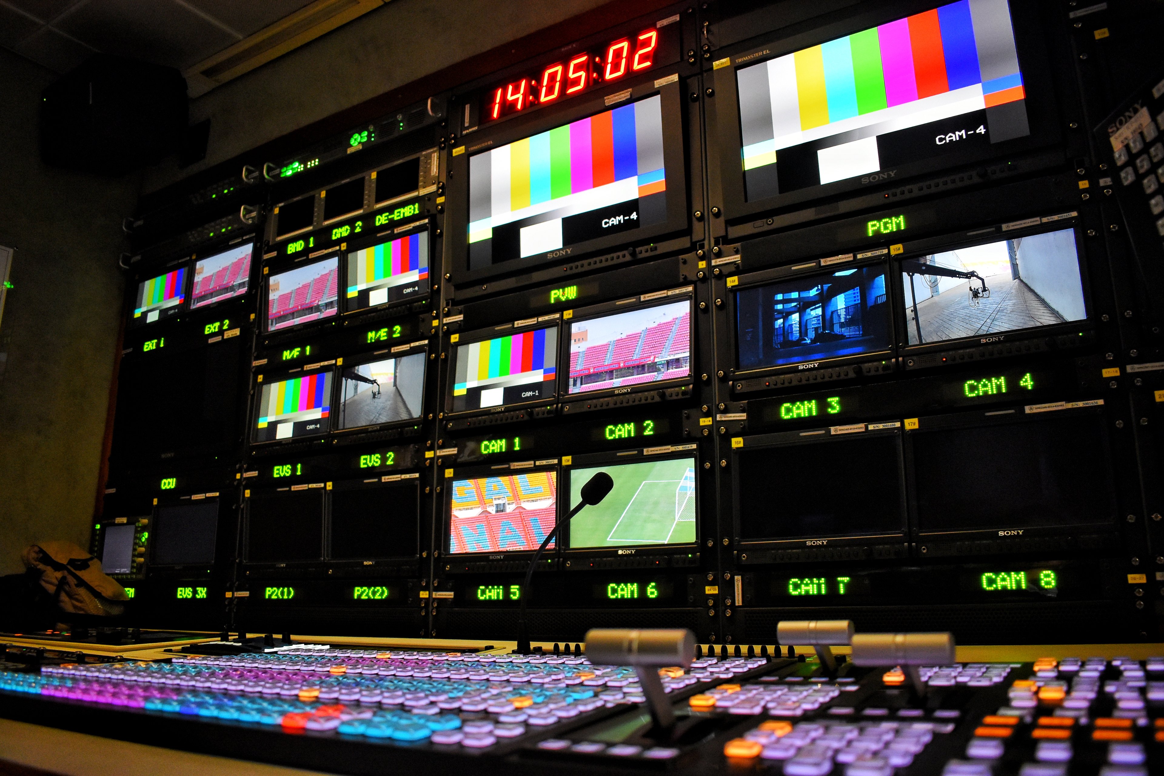 A sports broadcast control room