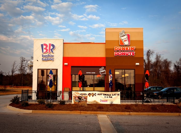 A joint Baskin Robbins and Dunkin' Donuts store