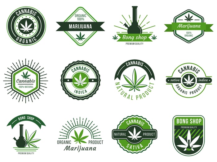 A range of cannabis logos and designs