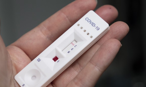 COVID-19 diagnostic test in palm of hand