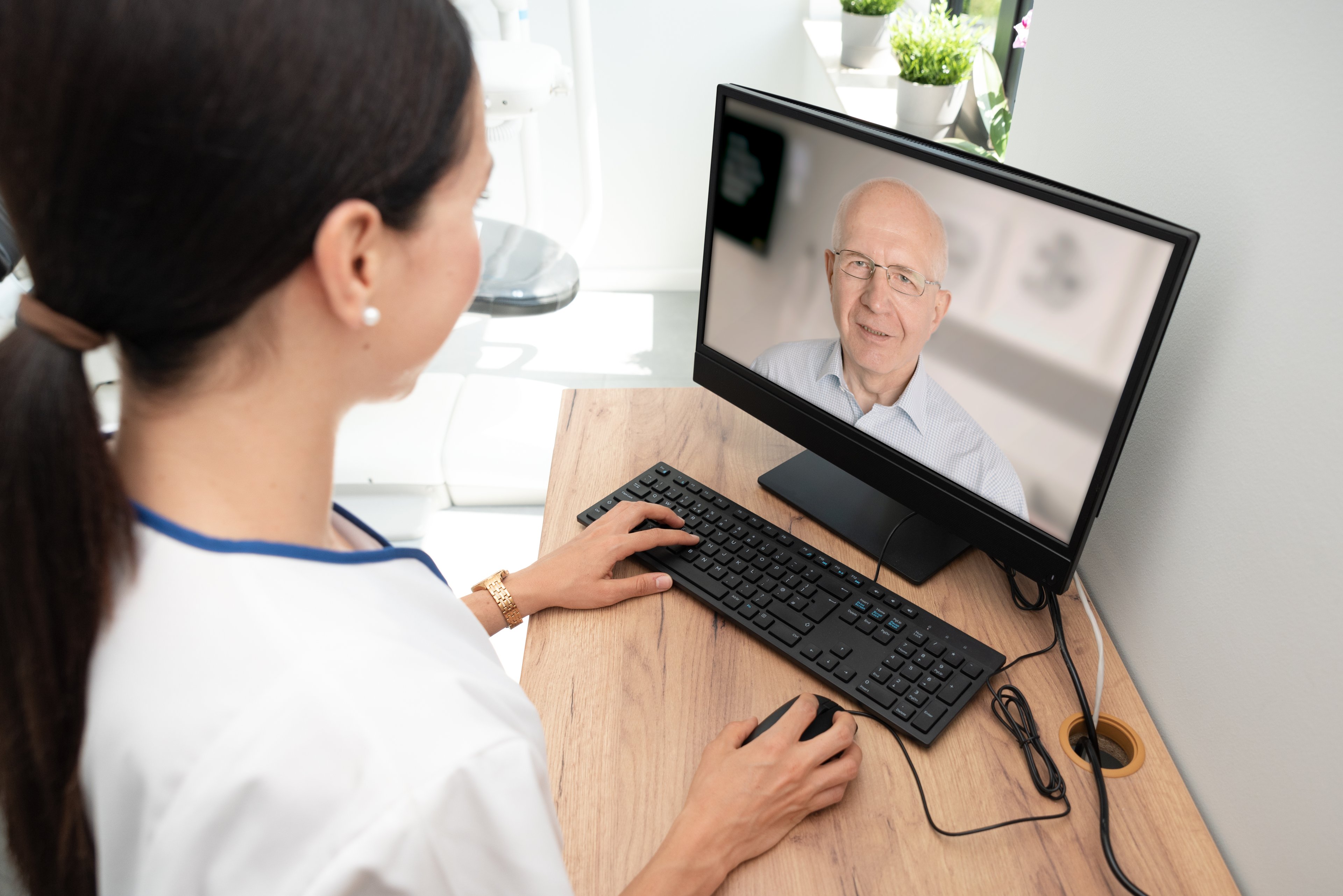 A doctor on video chat