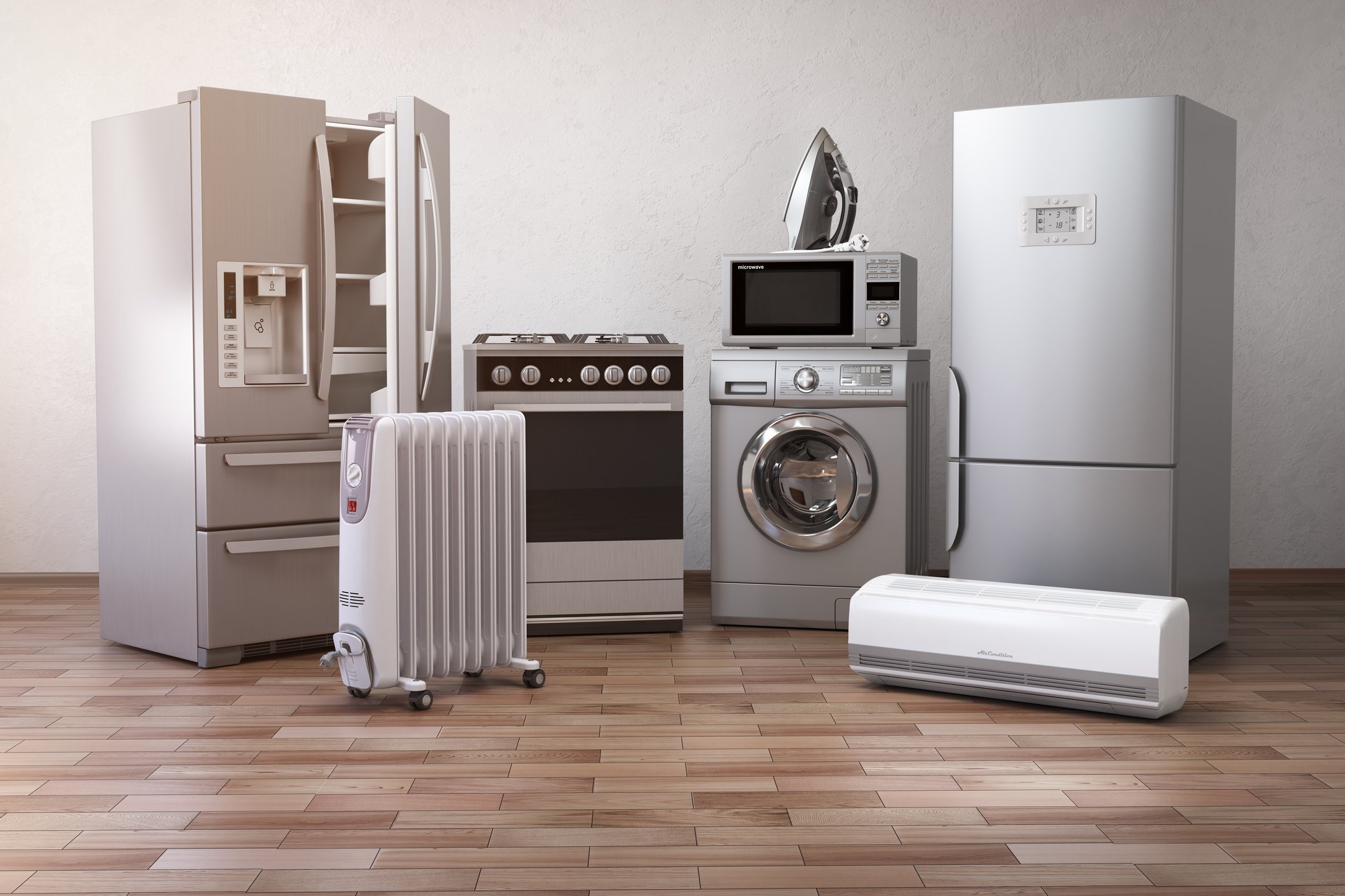 Various household appliances.