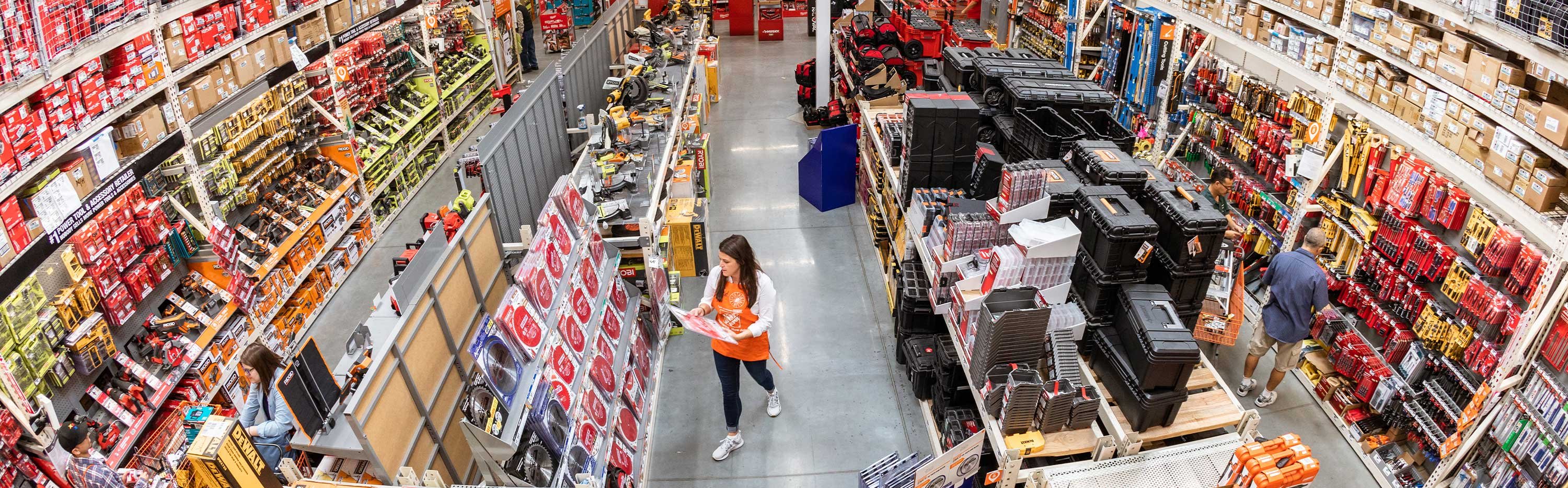 Interior of a Home Depot store.