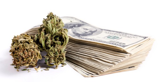 A pile of money next to some marijuana. What a time to be alive.