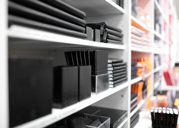 retail shelf of office products
