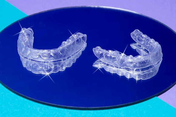 Two SmileDirectClub aligners.
