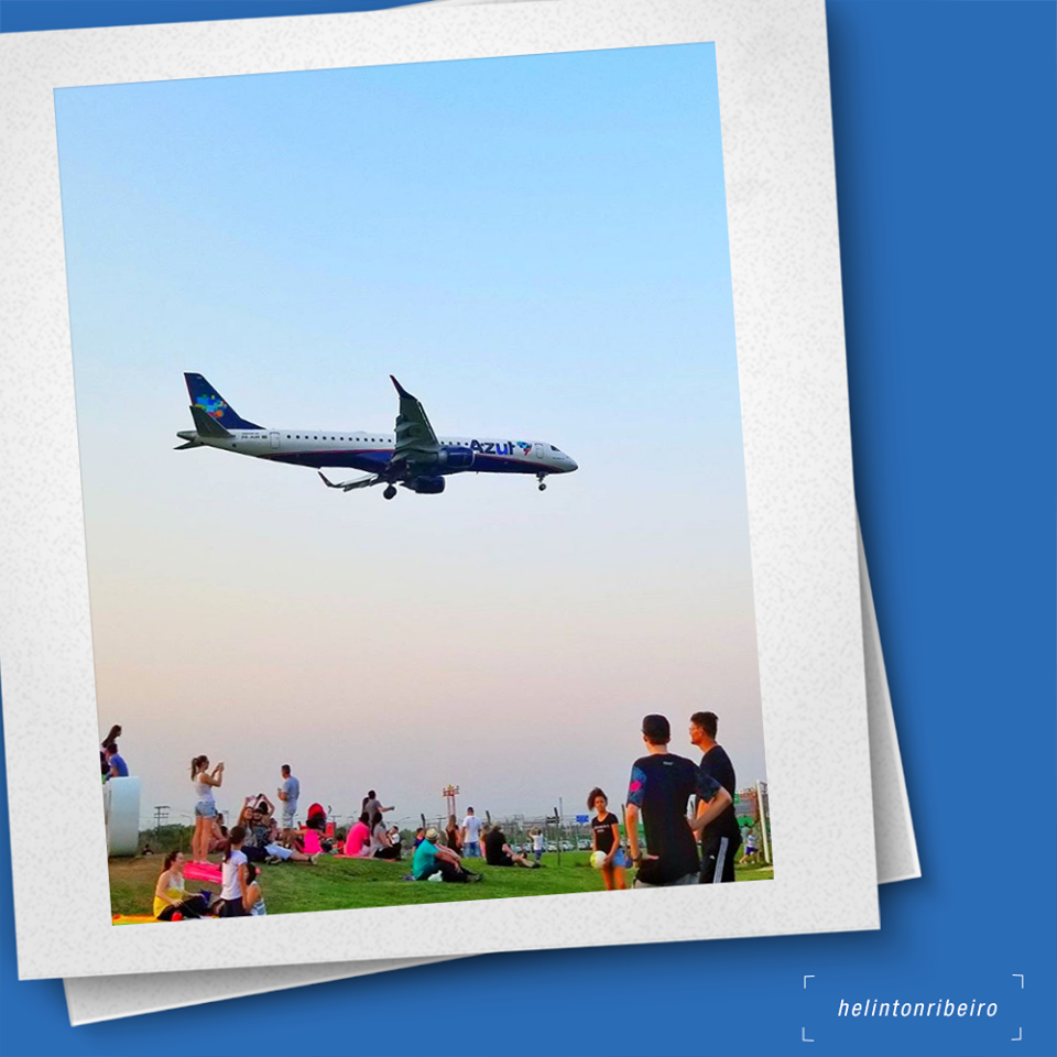 Azul airplane in the air polaroid