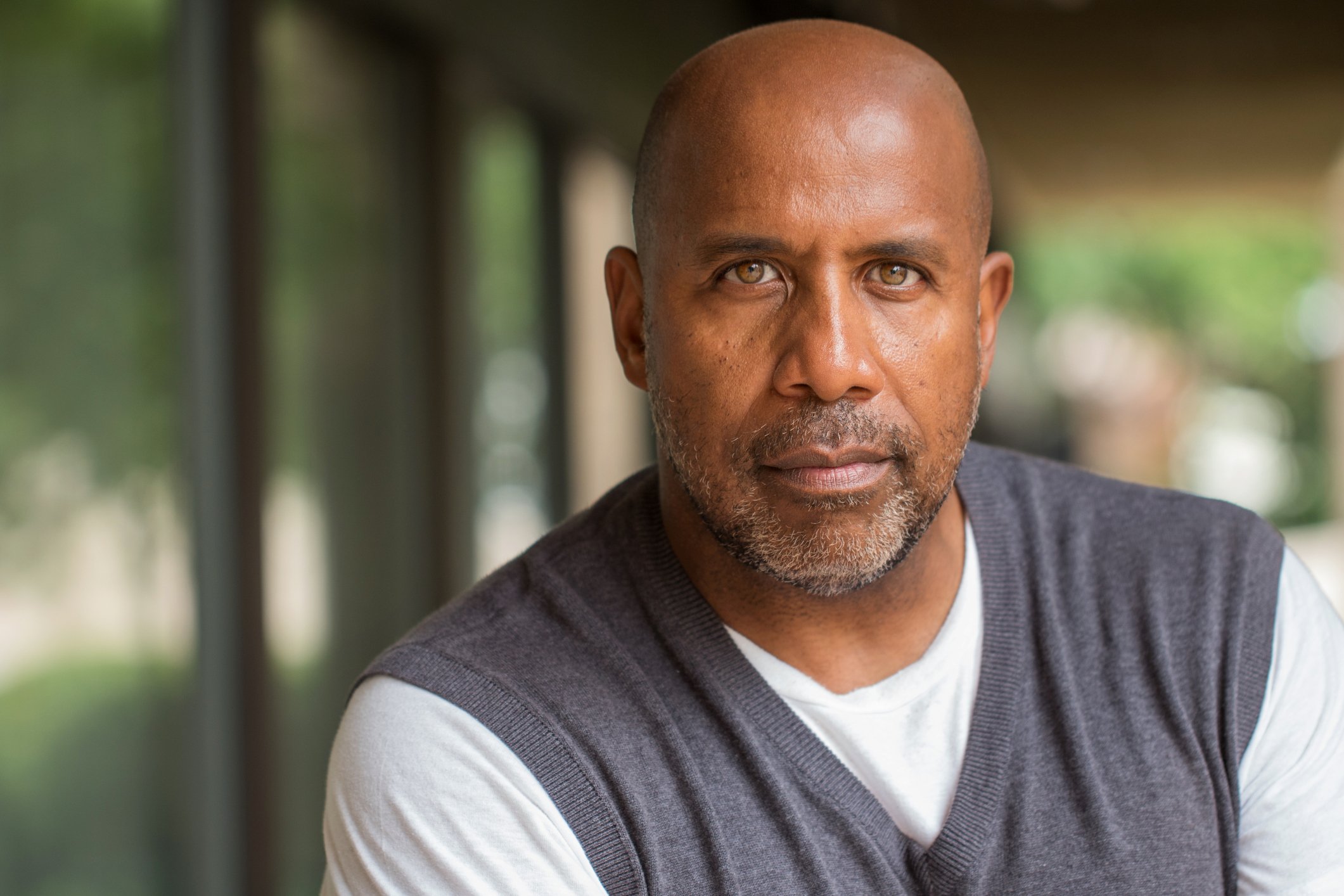 Middle-aged man looking serious