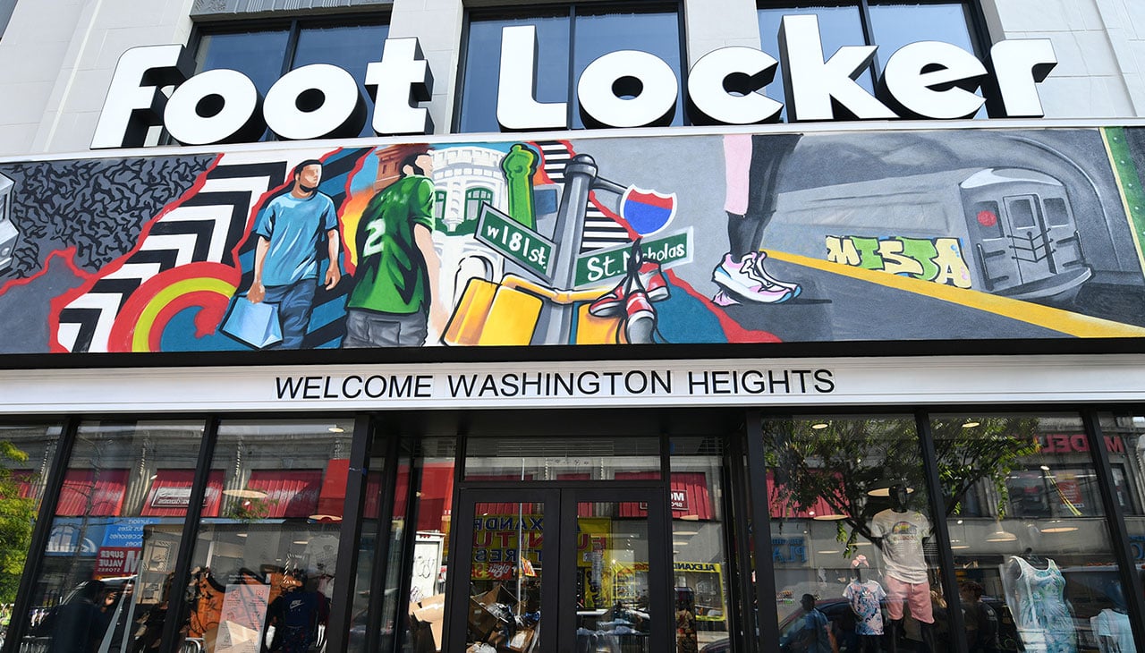 The entrance to a Foot Locker store.