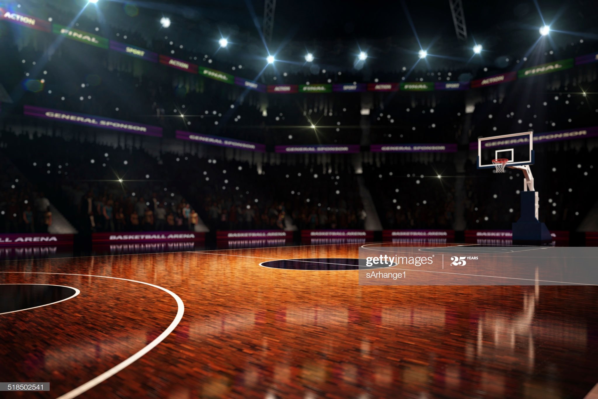 An empty basketball court